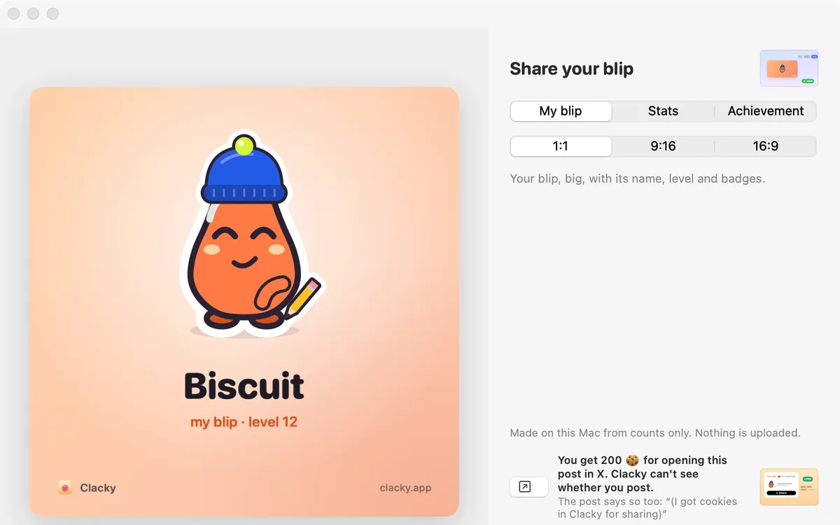 Share cards in Clacky