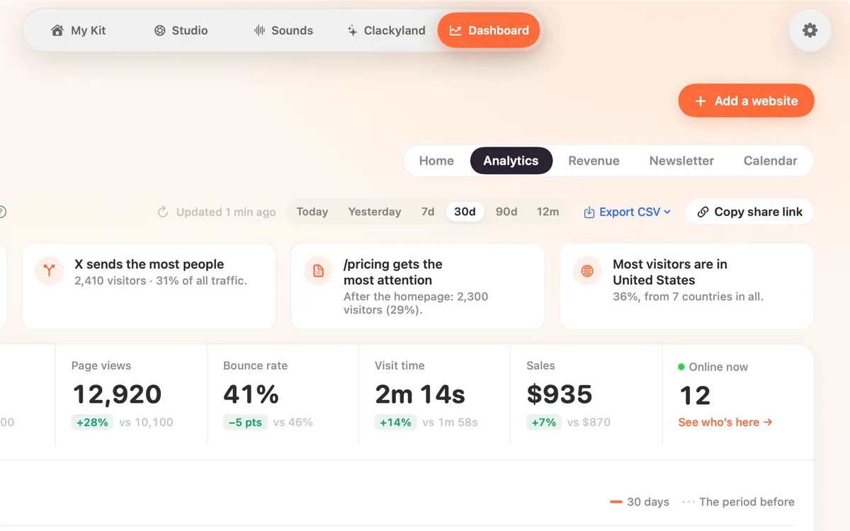 Export and share in Clacky