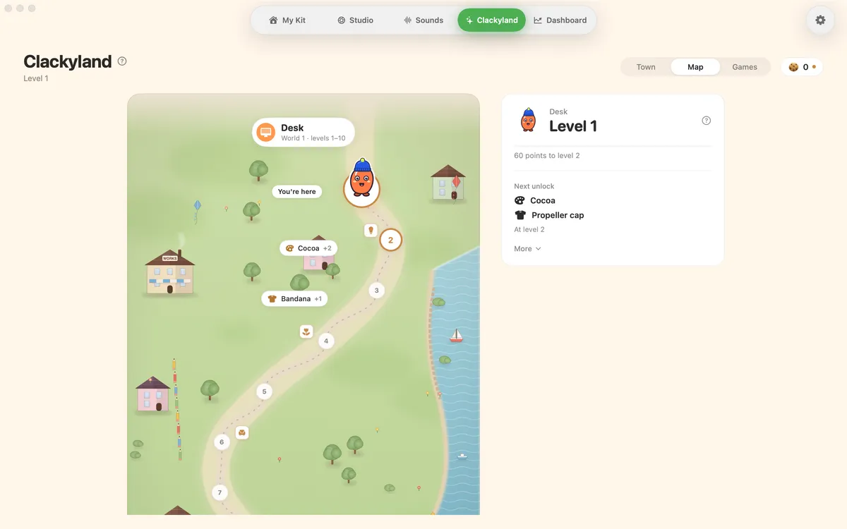 Levels map in Clacky