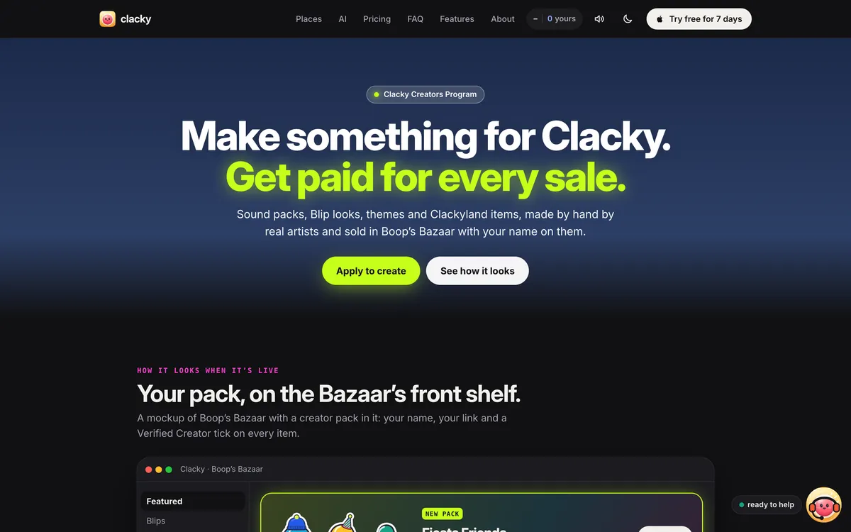 Clacky의 크리에이터 프로그램
