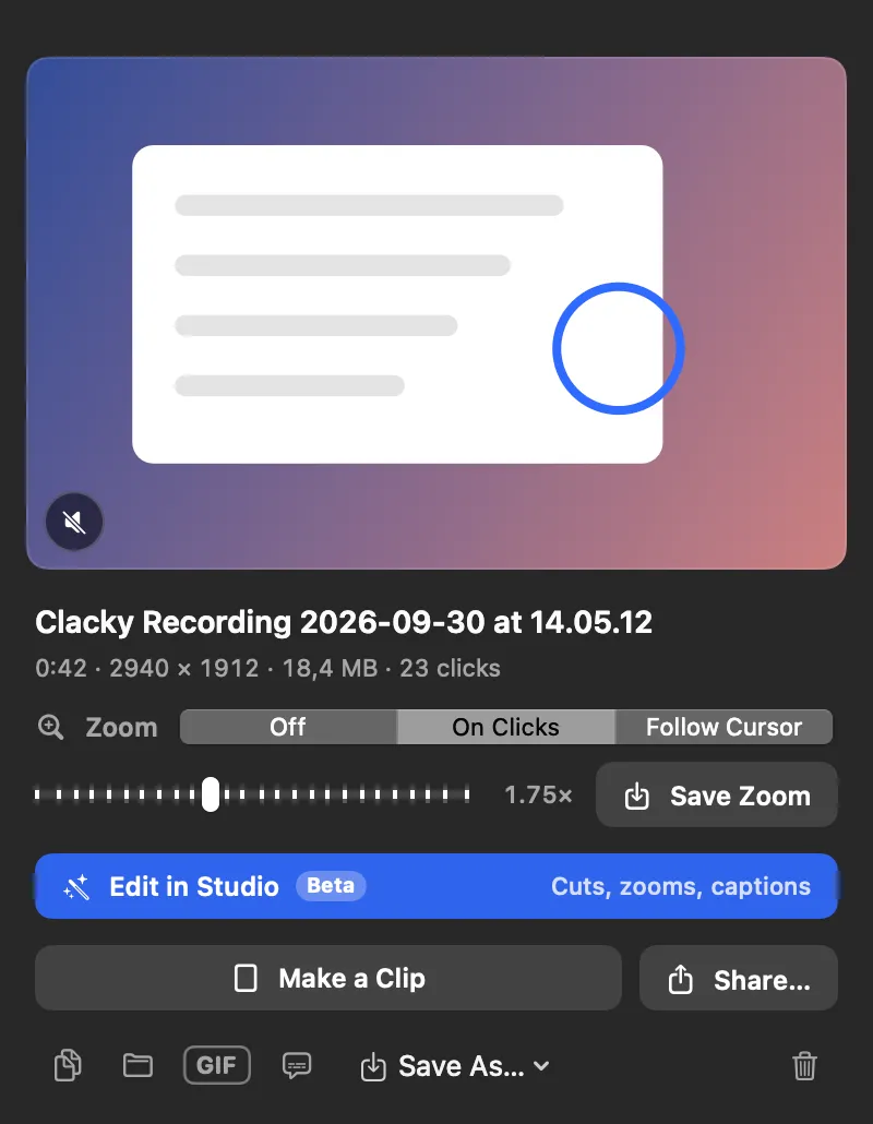 Make a Clip in Clacky