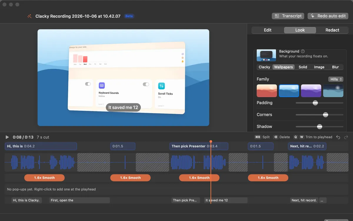 Clacky의 스타일과 3D 각도